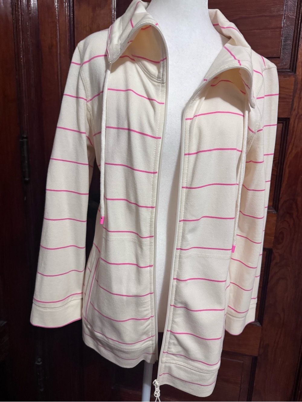 Talbots Cream Jacket with Pink Stripes
